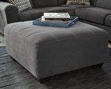Ambee Slate Chenille Oversized Accent Ottoman - Ella Furniture