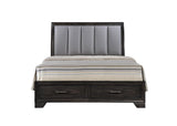 Jaymes Gray Sleek And Modern Contemporary Wood Queen Storage Fabric Upholstered Platform Bed - Ella Furniture