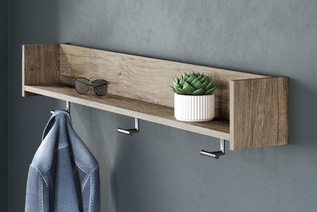 Oliah Natural Wall Mounted Coat Rack With Shelf - Ella Furniture