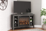 Arlenbry Large Gray Modern Transitional Solid Wood Corner TV Stand with Cabinet With Fireplace - Ella Furniture