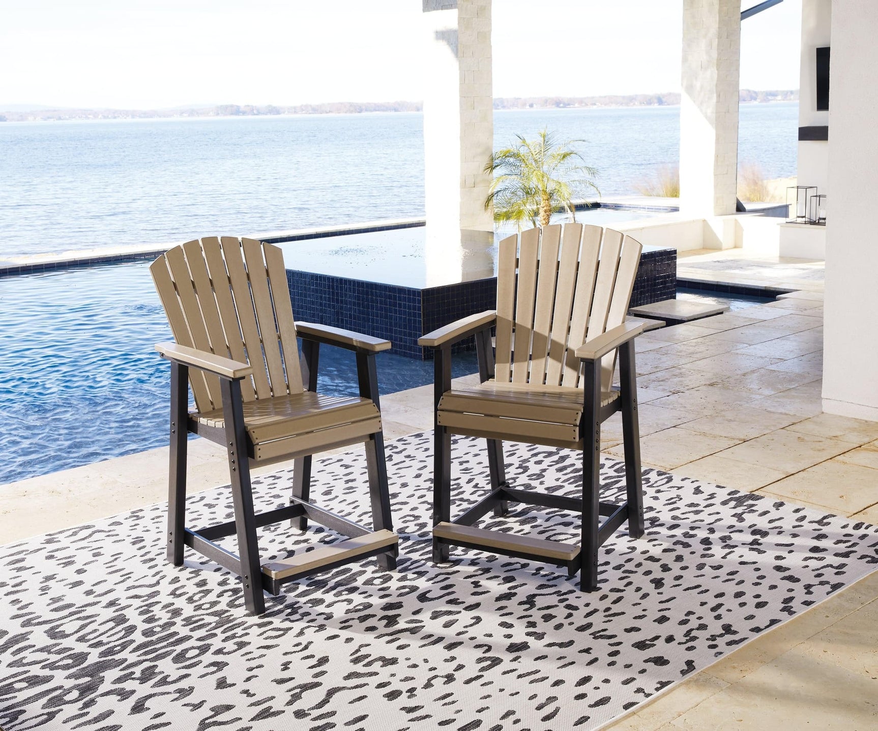 Fairen Trail Black/driftwood Outdoor Counter Height Bar Stool (Set Of 2) - Ella Furniture