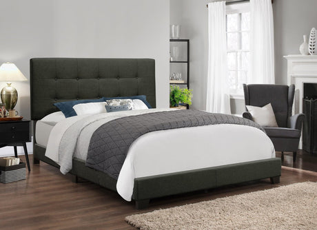 Charcoal Modern And Traditional Solid Wood Linen Fabric Upholstered Tufted Panel Bed (Full) - Ella Furniture