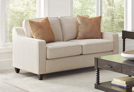Christine Upholstered Cushion Back Loveseat Beige - Ella Furniture
