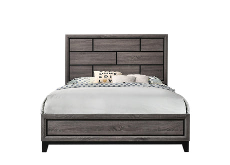 Akerson Gray Finish Wood Modern Rustic And Charm Queen Panel Bed - Ella Furniture