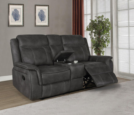 Lawrence Upholstered Tufted Back Motion Loveseat 603505 - Ella Furniture