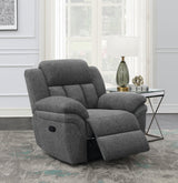 Bahrain Upholstered Glider Recliner Charcoal - Ella Furniture