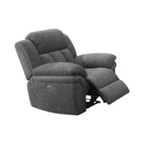Bahrain Upholstered Power Glider Recliner Charcoal - Ella Furniture