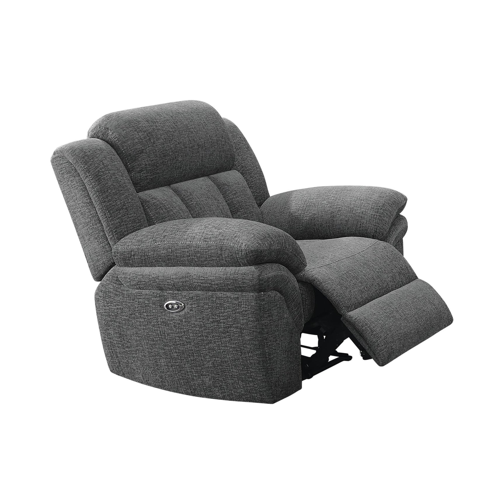 Bahrain Upholstered Power Glider Recliner Charcoal - Ella Furniture