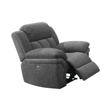 Bahrain Upholstered Power Glider Recliner Charcoal - Ella Furniture
