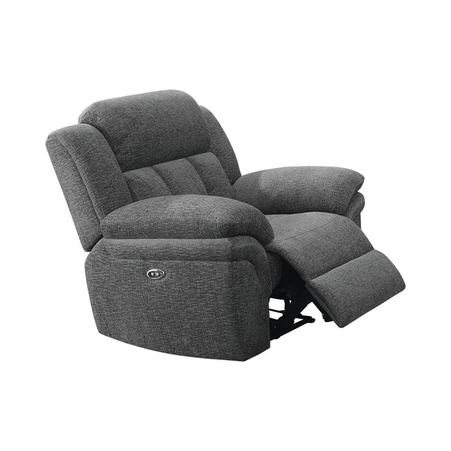 Bahrain Upholstered Power Glider Recliner Charcoal - Ella Furniture
