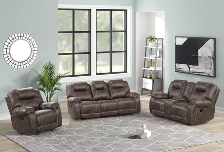 Madrid Chocolate Modern Rustic Leather Upholstery 3Pc Reclining Set - Ella Furniture