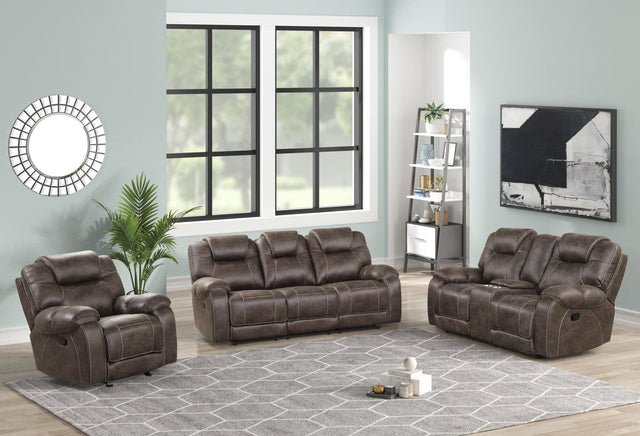Madrid Chocolate Modern Rustic Leather Upholstery 3Pc Reclining Set - Ella Furniture