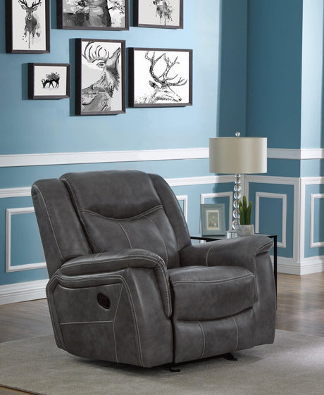 Conrad Upholstered Motion Glider Recliner Grey - Ella Furniture