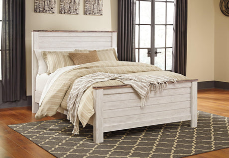 Willowton Whitewash Queen Panel Bed - Ella Furniture