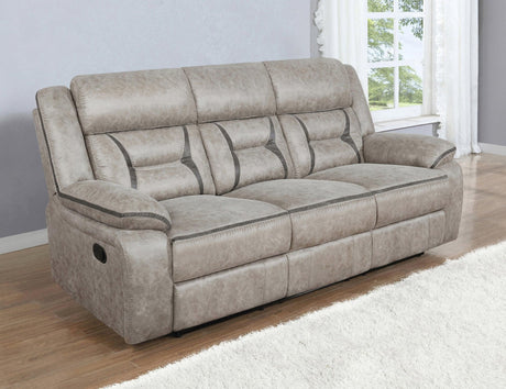 Greer Upholstered Tufted Back Motion Sofa - Ella Furniture