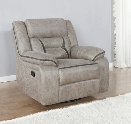Greer Upholstered Tufted Back Glider Recliner - Ella Furniture