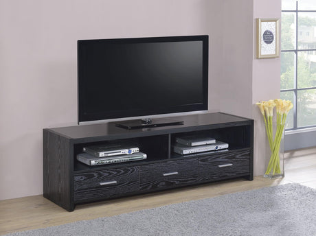 Alton 62″ 3-Drawer Tv Console Black Oak - Ella Furniture