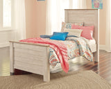 Willowton Whitewash Twin Panel Bed - Ella Furniture