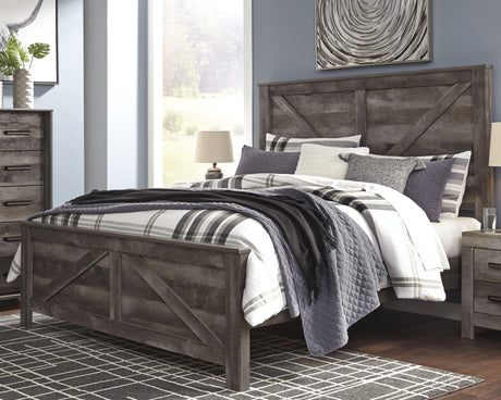 Wynnlow Gray King Crossbuck Panel Bed - Ella Furniture