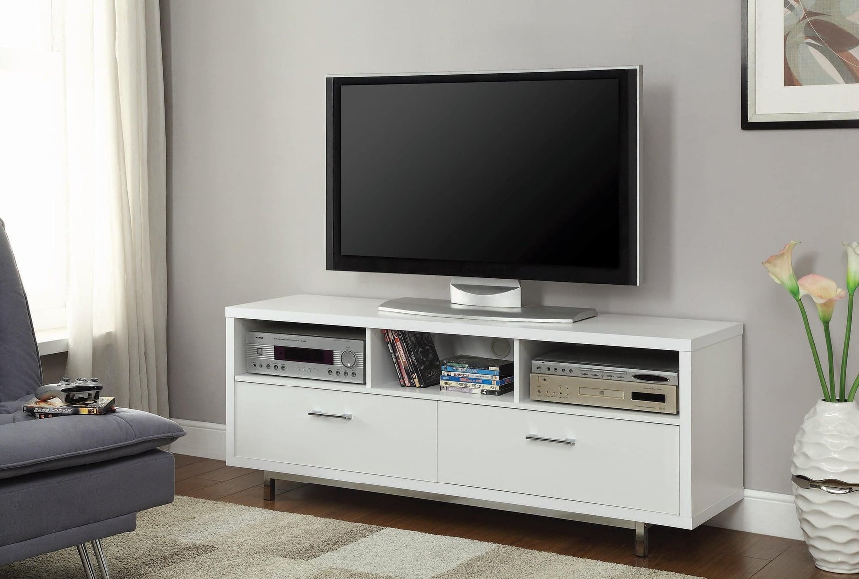 Casey 2-Drawer Rectangular Tv Console White - Ella Furniture