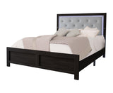 Jaylen Black Finish Modern Faux Leather Upholstered Tufted LED Queen Panel Bed - Ella Furniture
