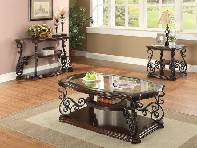 Laney End Table Deep Merlot And Clear - Ella Furniture