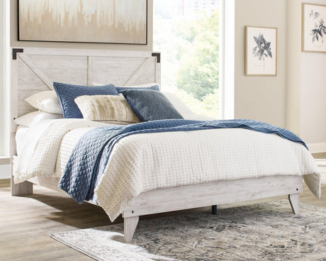 Shawburn White/dark Charcoal Gray Queen Crossbuck Panel Platform Bed - Ella Furniture