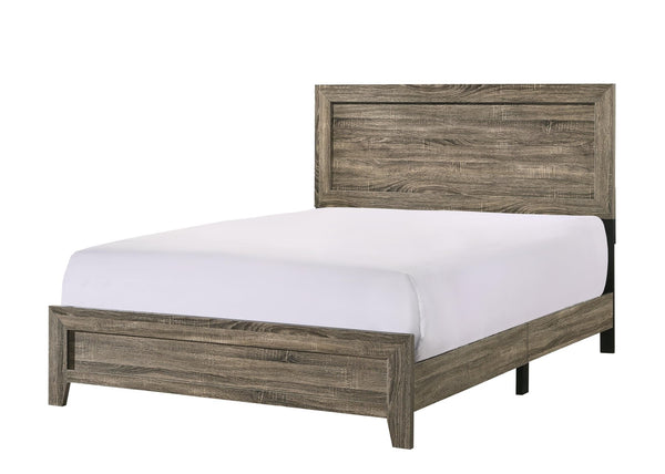 Millie Brown Finish Transitional Modern Wood Grain Queen Panel Bed - Ella Furniture