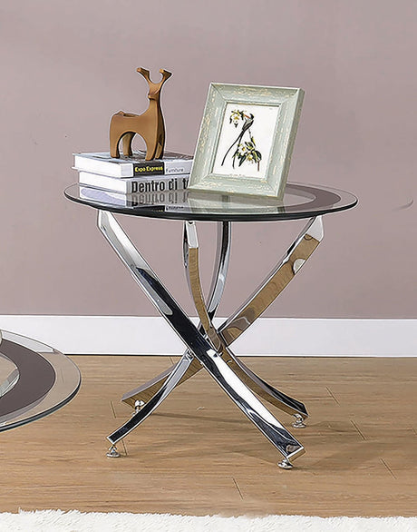 Brooke Glass Top End Table Chrome And Black - Ella Furniture