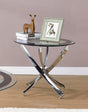 Brooke Glass Top End Table Chrome And Black - Ella Furniture