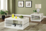 Elana Rectangle 2-Shelf Coffee Table Glossy White - Ella Furniture