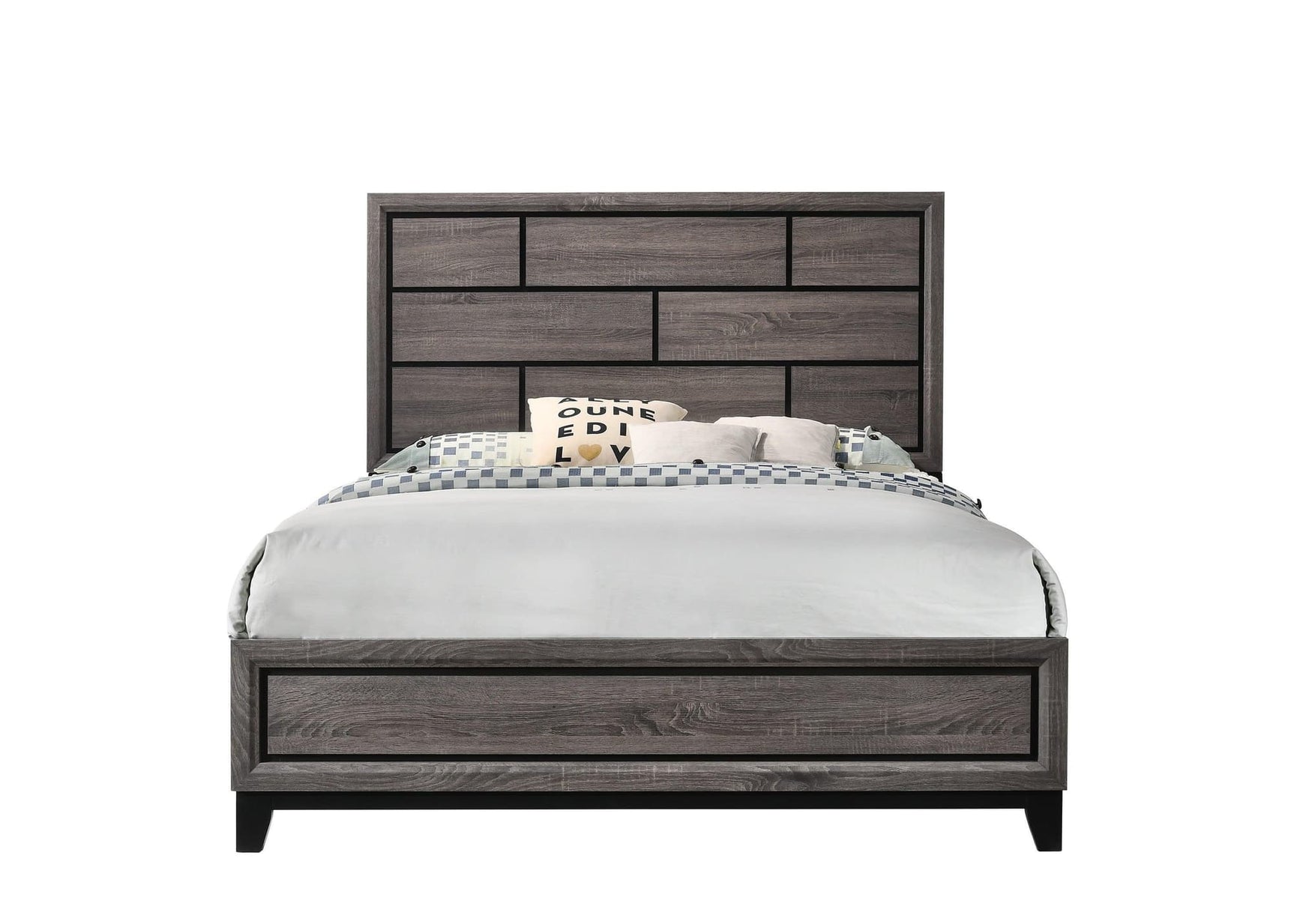 Akerson Gray Finish Wood Modern Rustic And Charm Full Panel Bed - Ella Furniture