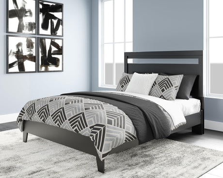 Finch Black/brown Queen Panel Platform Bed - Ella Furniture
