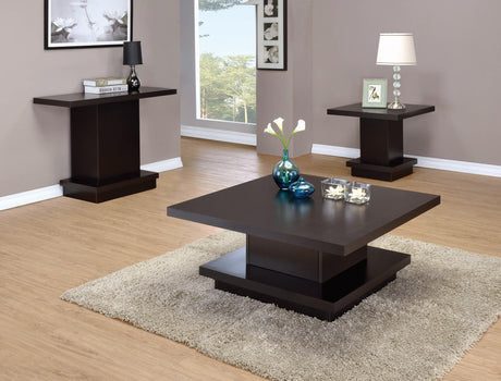 Reston Pedestal Square Coffee Table Cappuccino - Ella Furniture