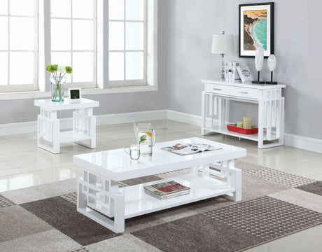 Schmitt Rectangular End Table High Glossy White - Ella Furniture