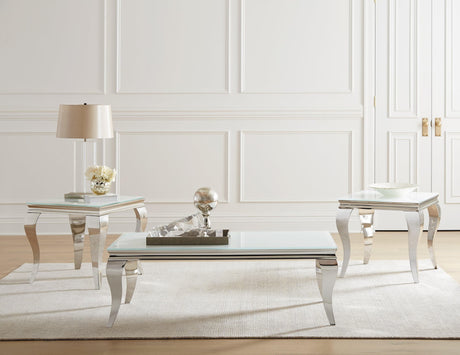 Luna Square End Table White And Chrome - Ella Furniture