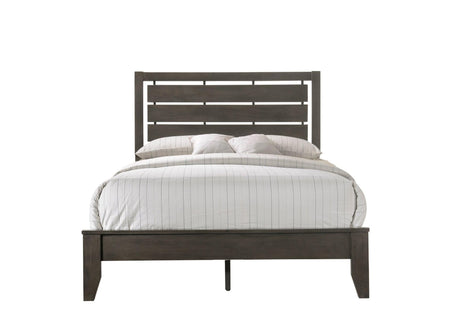 Evan Gray Finish Contemporary Modern Wood Upholstered Full Panel Bed - Ella Furniture