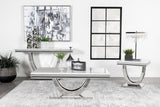Adabella U-base Square End Table White And Chrome - Ella Furniture