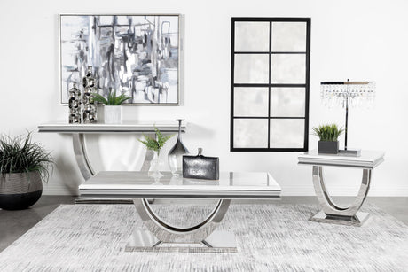 Adabella U-base Square End Table White And Chrome - Ella Furniture