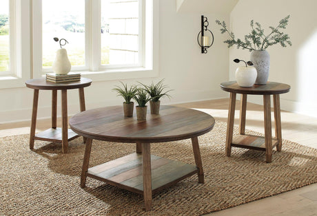 Multi-color Modern Contemporary Solid Wood And Veneers Round Occasional Table Set - Ella Furniture
