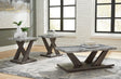 Brown/Gray Modern Contemporary Solid Wood Marble Top Rectangle Occasional Table Set - Ella Furniture