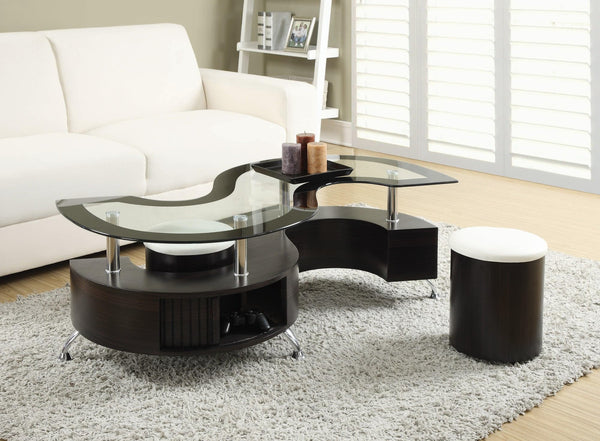Buckley 3-Piece Coffee Table And Stools Set Cappuccino - Ella Furniture