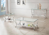 Saide Rectangular Coffee Table With Mirrored Shelf Chrome - Ella Furniture