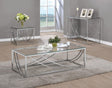 Lille Glass Top Square End Table Accents Chrome - Ella Furniture
