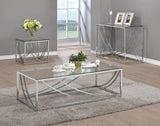 Lille Glass Top Square End Table Accents Chrome - Ella Furniture