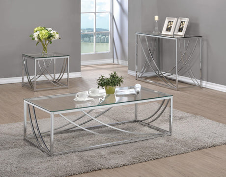 Lille Glass Top Square End Table Accents Chrome - Ella Furniture