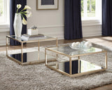 Renee 2-Piece Square Occasional Set Rose Brass - Ella Furniture