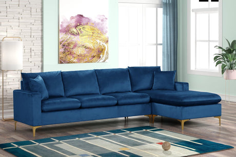 Amber Blue Modern Contemporary Solid Wood Velvet Upholstered Reversible Sectional - Ella Furniture
