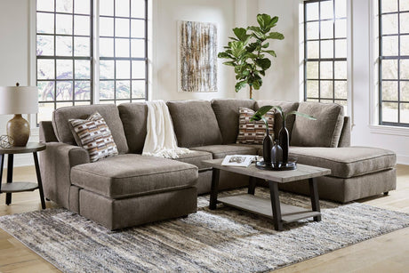 Ashley Putty Modern Contemporary Solid Wood Fabric Upholstered Sectional - Ella Furniture