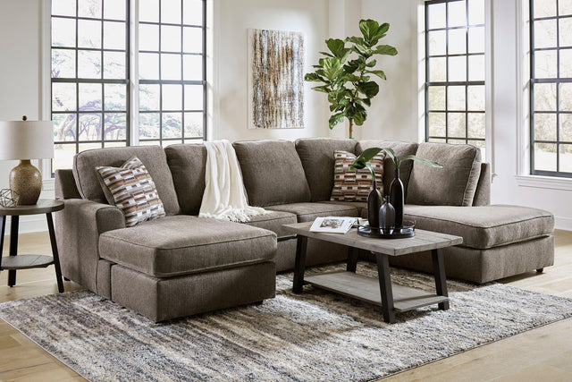 Ashley Putty Modern Contemporary Solid Wood Fabric Upholstered Sectional - Ella Furniture